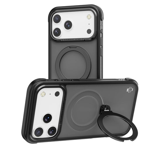 Black Frosted Bumper with 360° Magnetic Kickstand for iPhone 17 Pro