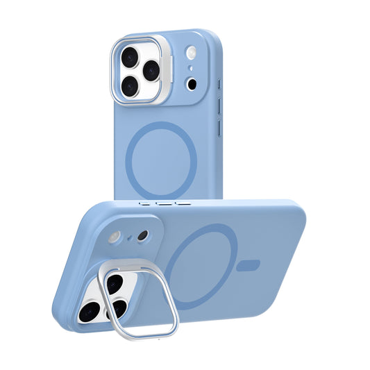 Light Blue Silicone Camera Kickstand with Magnetic Compatibility for iPhone 17 Air