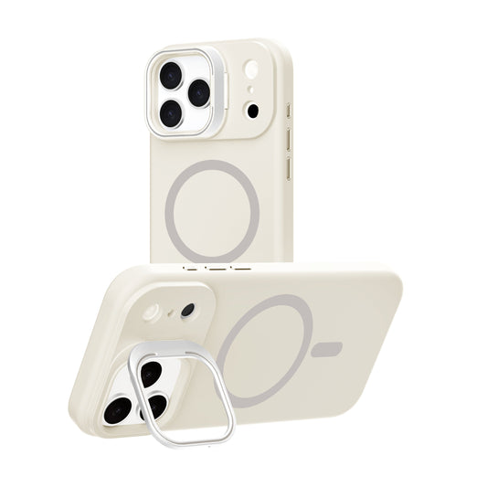 Off-White Silicone Camera Kickstand with Magnetic Compatibility for iPhone 17 6.1