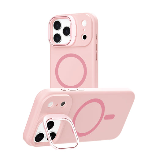 Pink Silicone Camera Kickstand with Magnetic Compatibility for iPhone 17 Pro