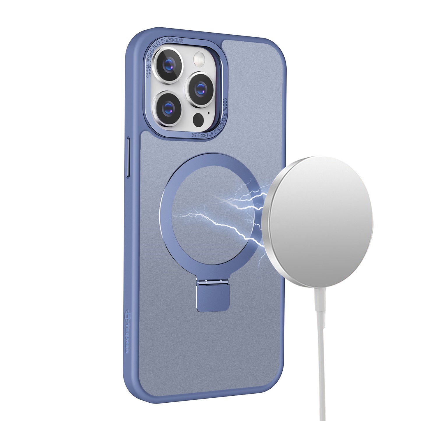 Blue Ringkick Frosted Case for iPhone 14 Pro