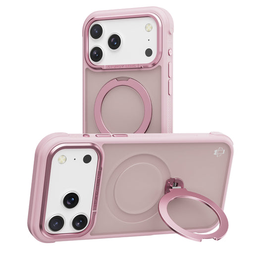 Pink Frosted Bumper with 360° Magnetic Kickstand for iPhone 17 6.1