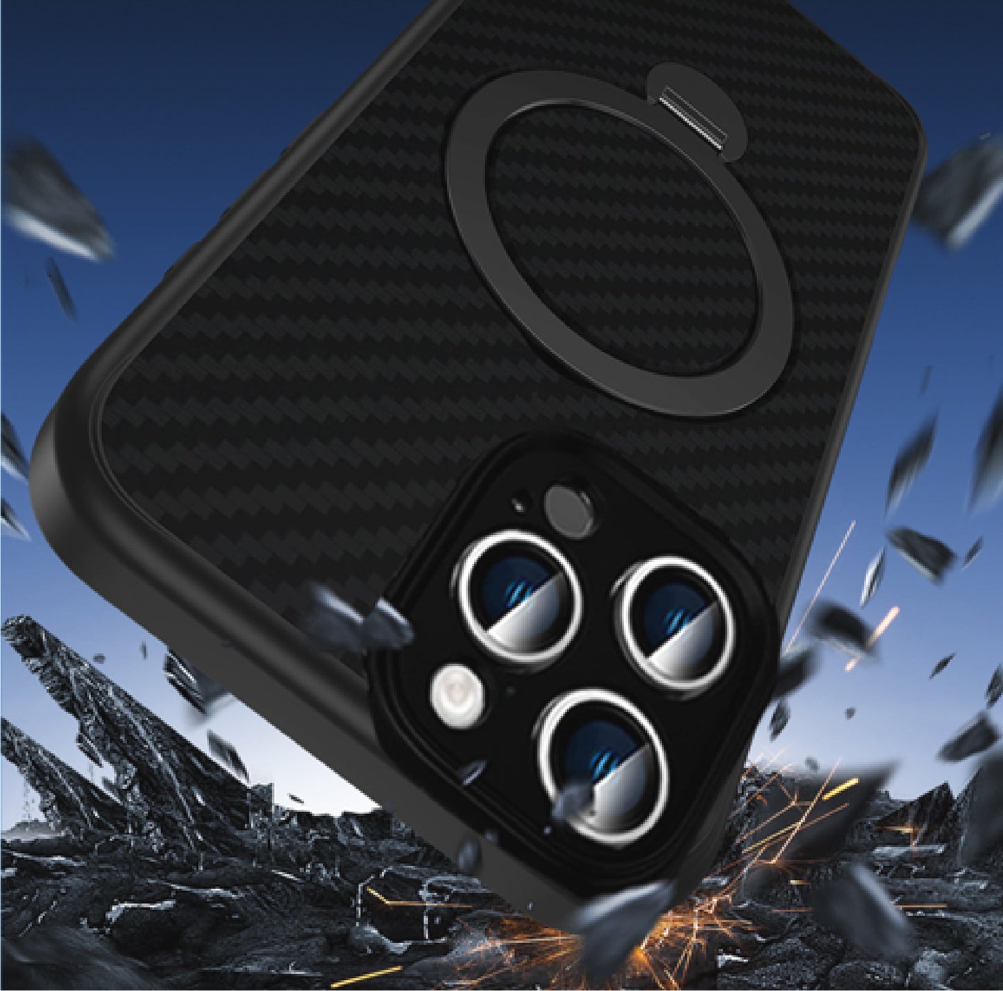 360 RINGKICK Carbon Fiber Case in Package for iPhone 16 Plus 6.7