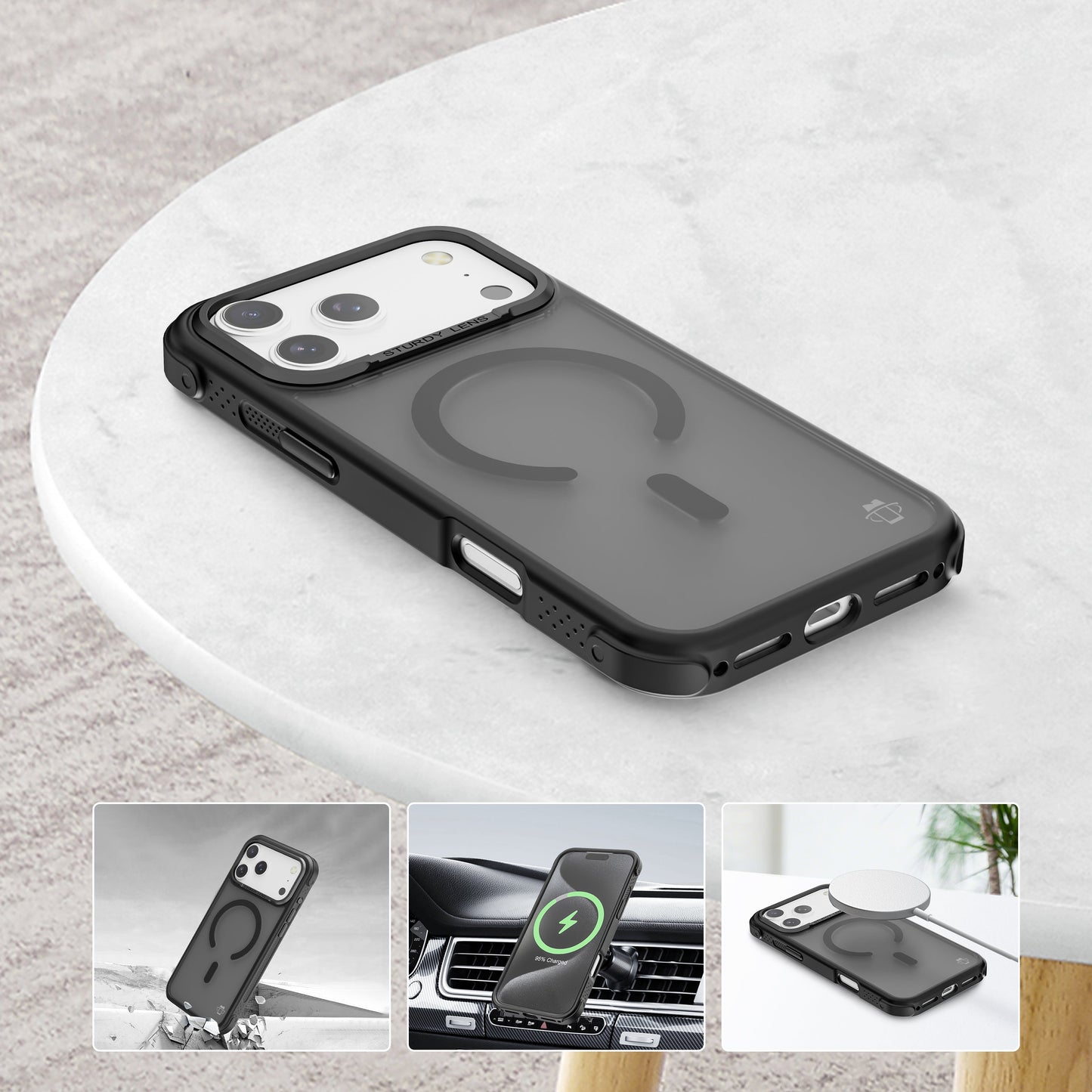 Black Smoked Bumper with Magnetic Compatibility for iPhone 17 Pro