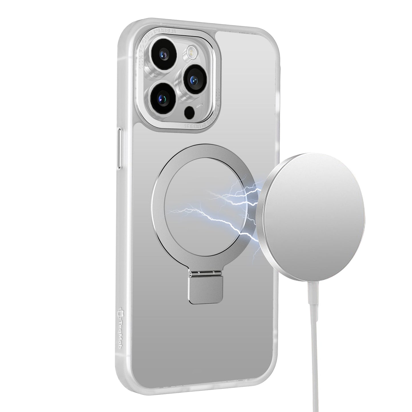 White Ringkick Frosted Case for iPhone 16 Pro