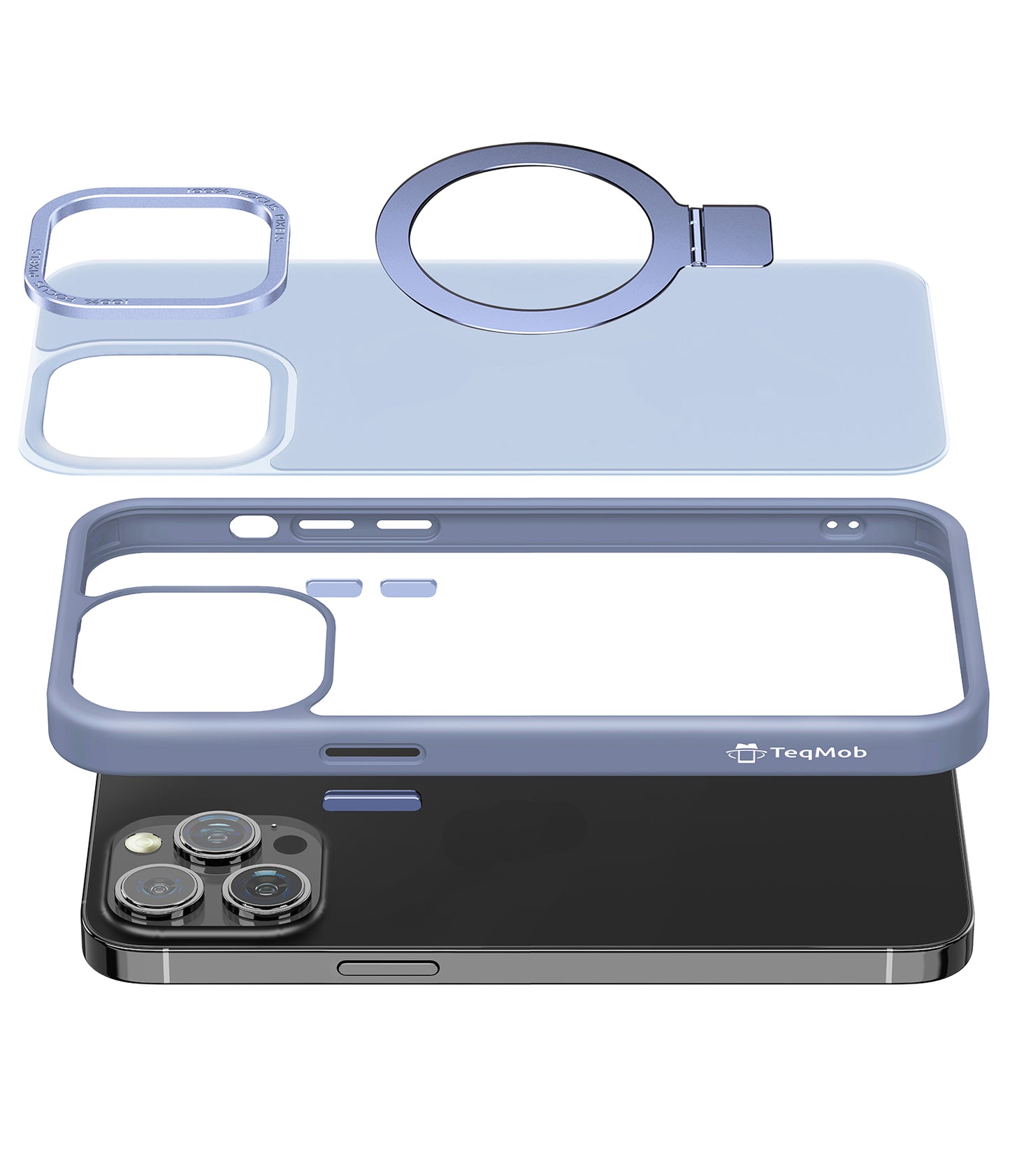 Blue Ringkick Frosted Case for iPhone 14 Pro