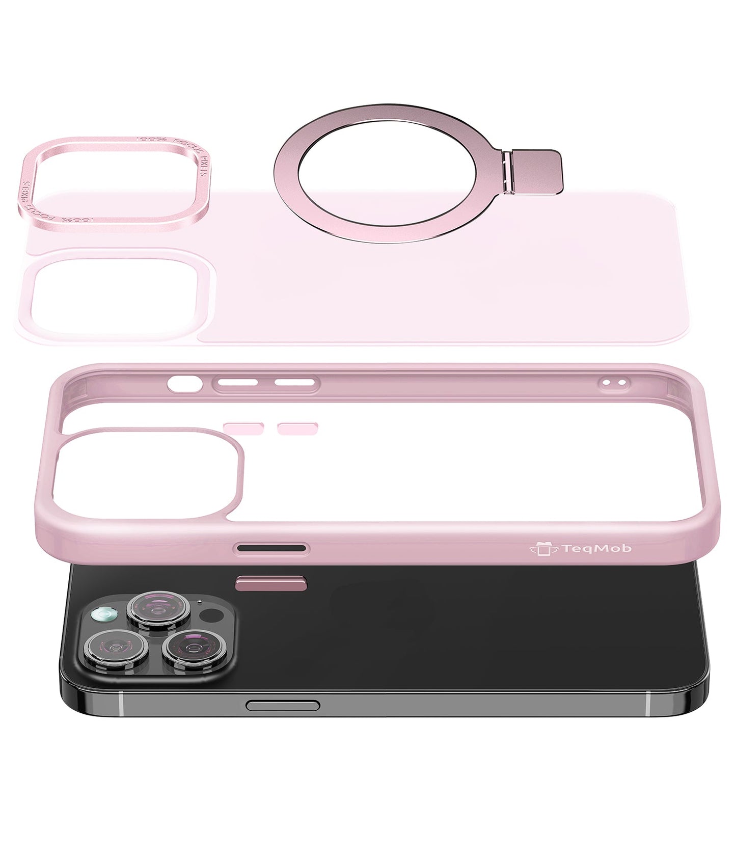 Pink Ringkick Frosted Case for iPhone 16 Pro Max