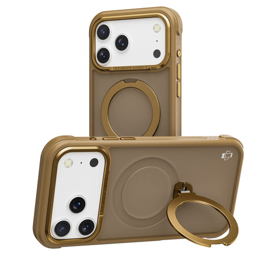 Beige Frosted Bumper with 360° Magnetic Kickstand for iPhone 17 6.1