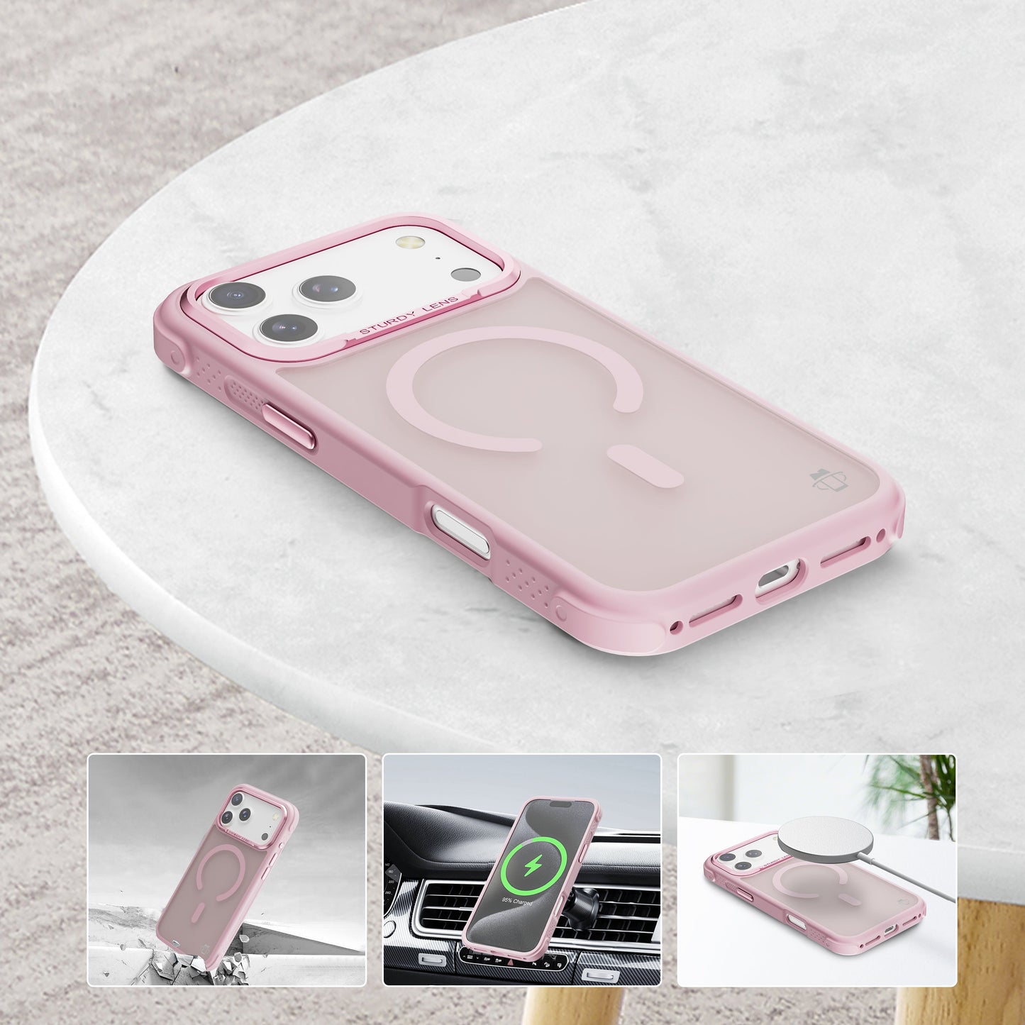 Pink Smoked Bumper with Magnetic Compatibility for iPhone 17 6.1