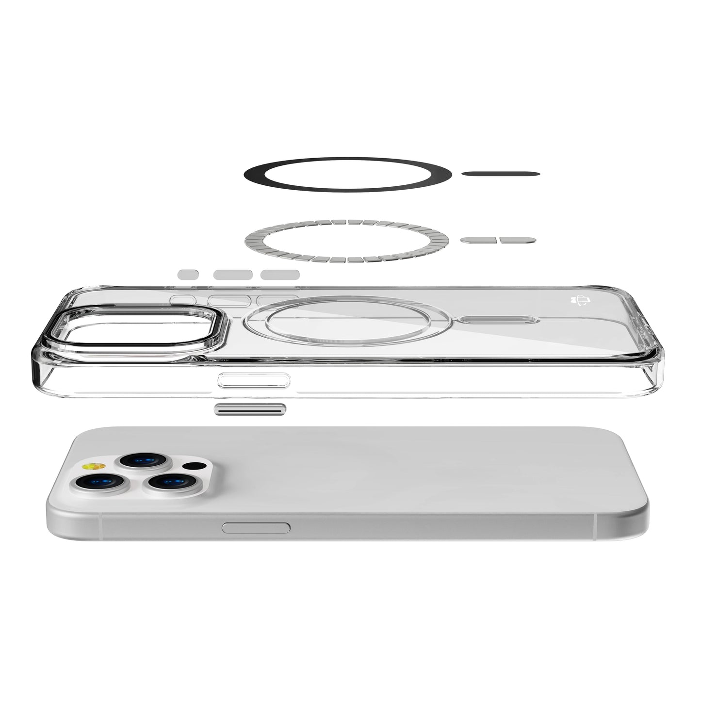 Black Pure Clear Magnetic Case in Package for iPhone 16 Pro