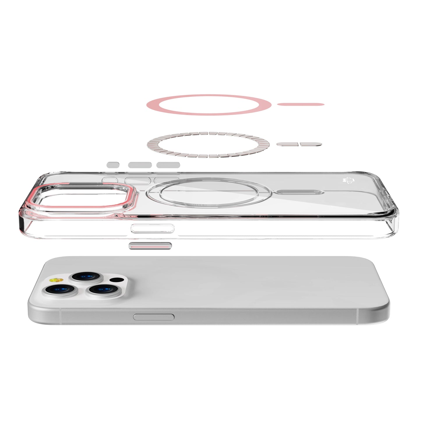 Pink Pure Clear Magnetic Case in Package for iPhone 16 Pro Max