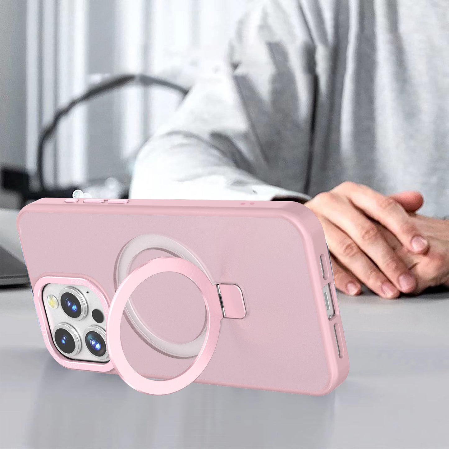 Pink Ringkick Frosted Case for iPhone 12 Pro Max