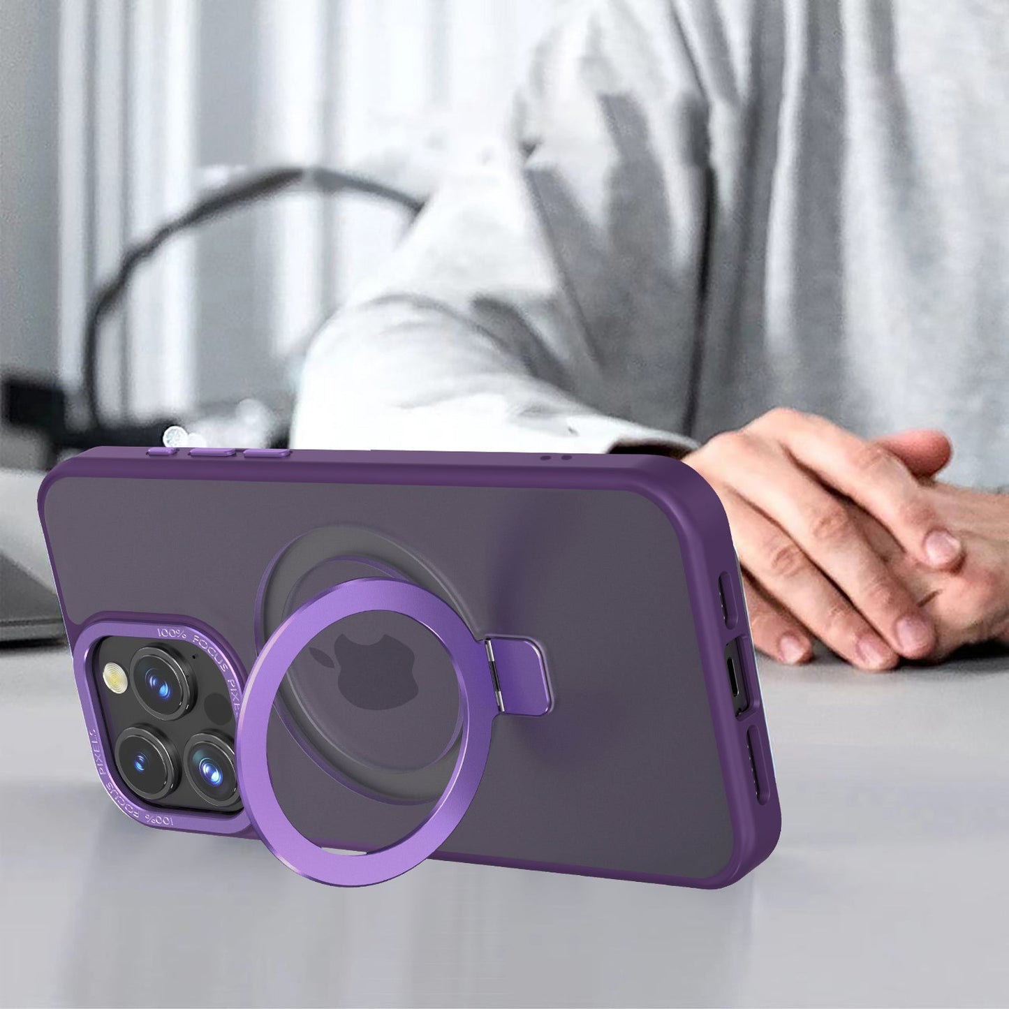 Purple Ringkick Frosted Case for iPhone 16