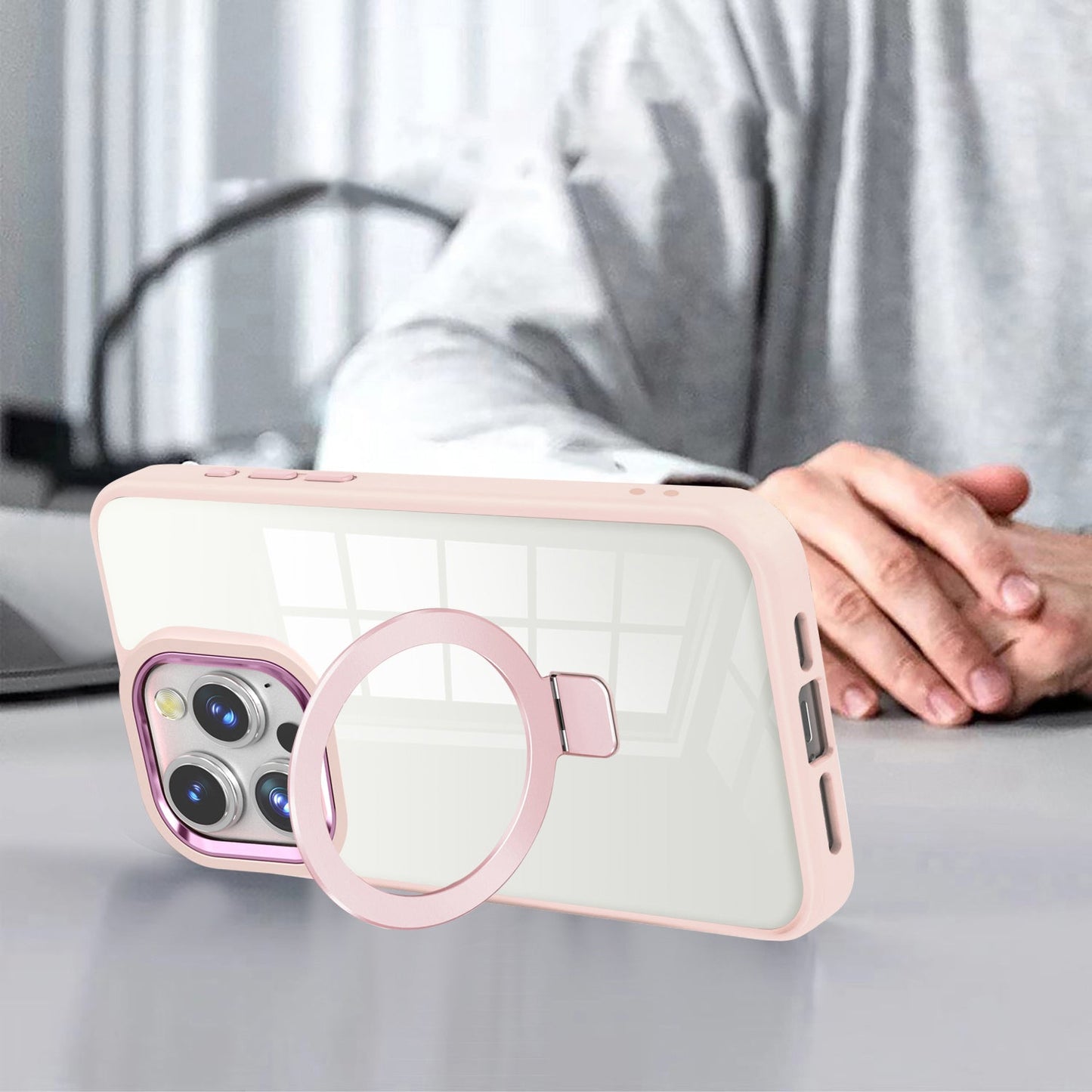 Pink Ringkick Frame Case for iPhone 16 Pro Max