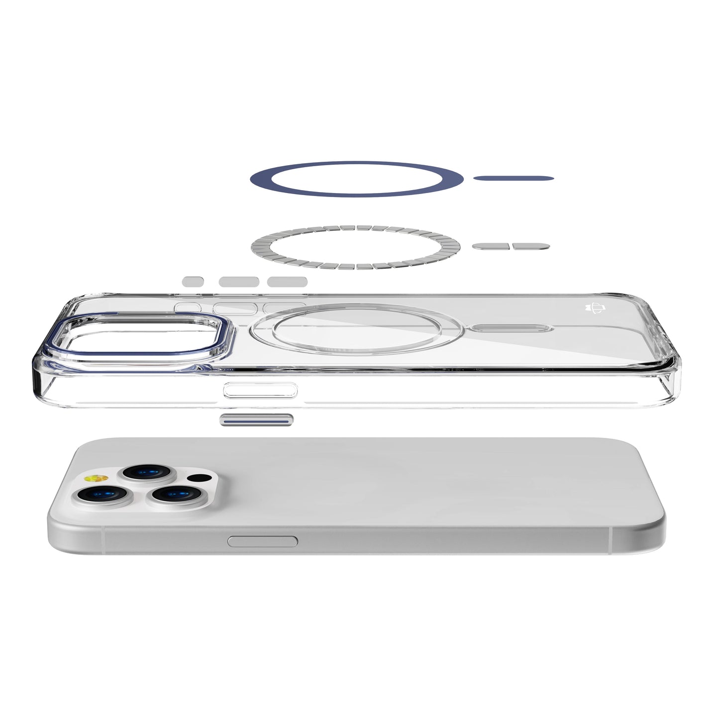 Navy Blue Pure Clear Magnetic Case in Package for iPhone 16