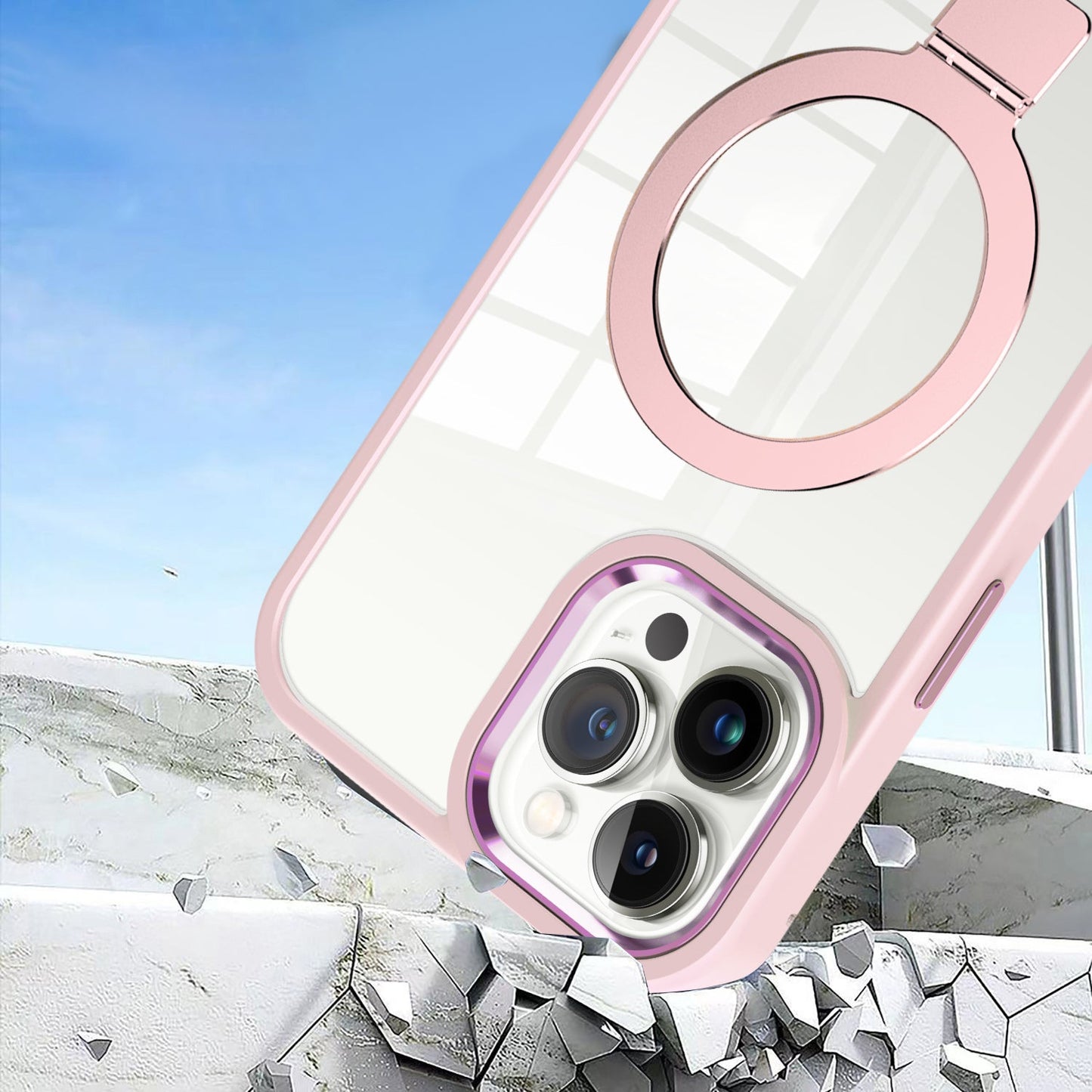 Pink Ringkick Frame Case for iPhone 16 Pro Max