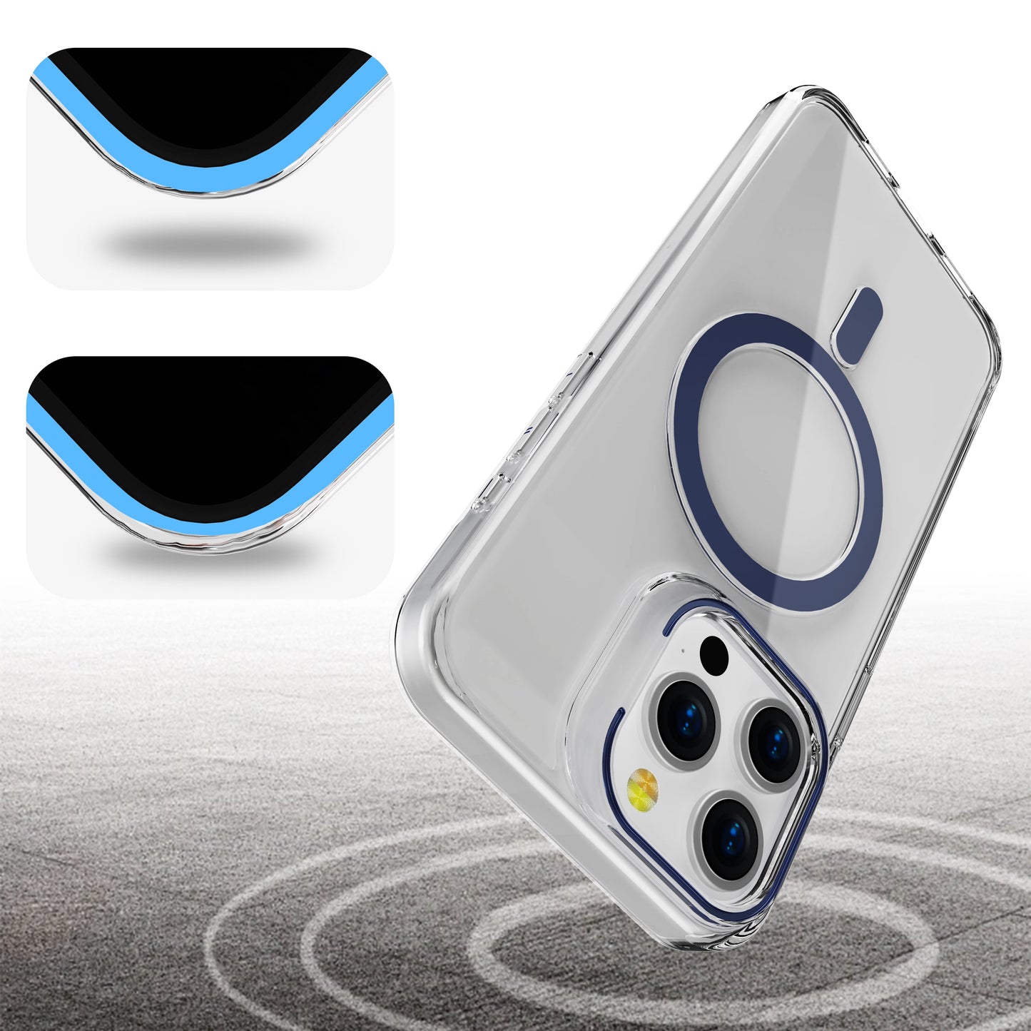 Navy Blue Pure Clear Magnetic Case in Package for iPhone 16