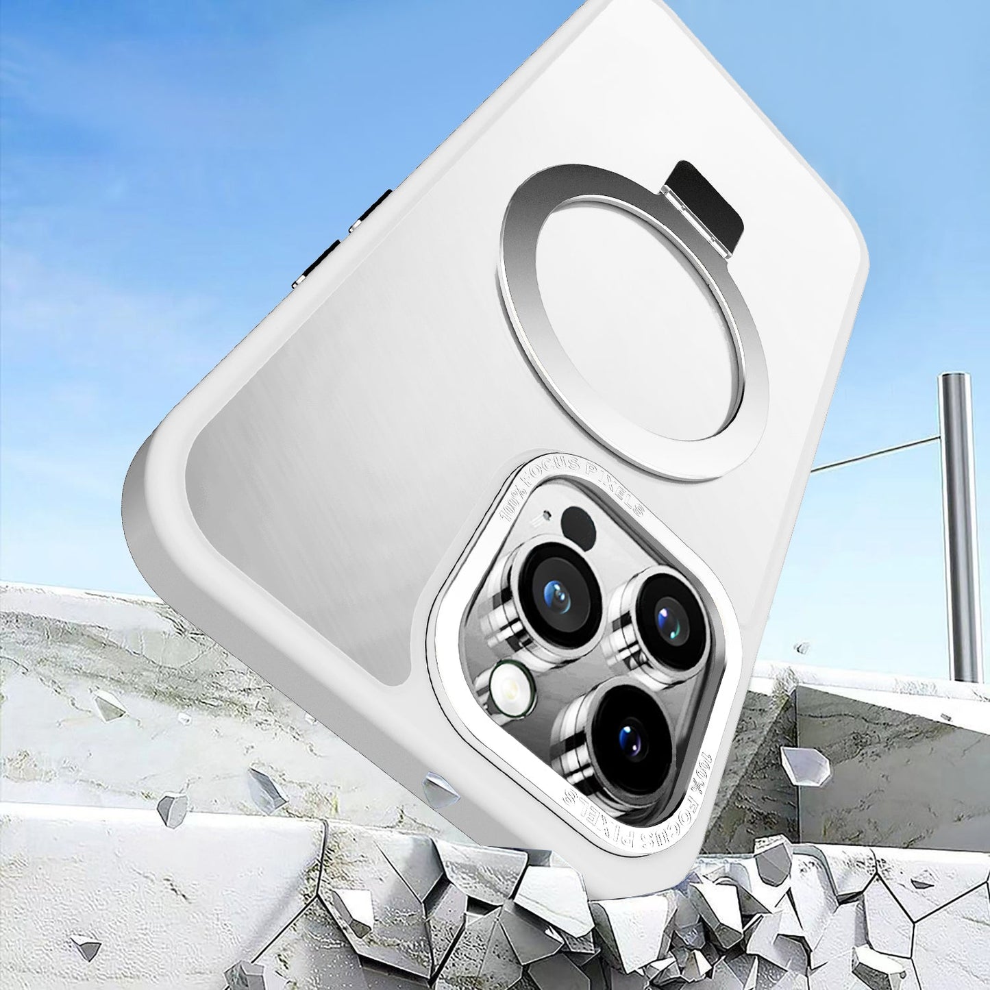 White Ringkick Frosted Case for iPhone 16