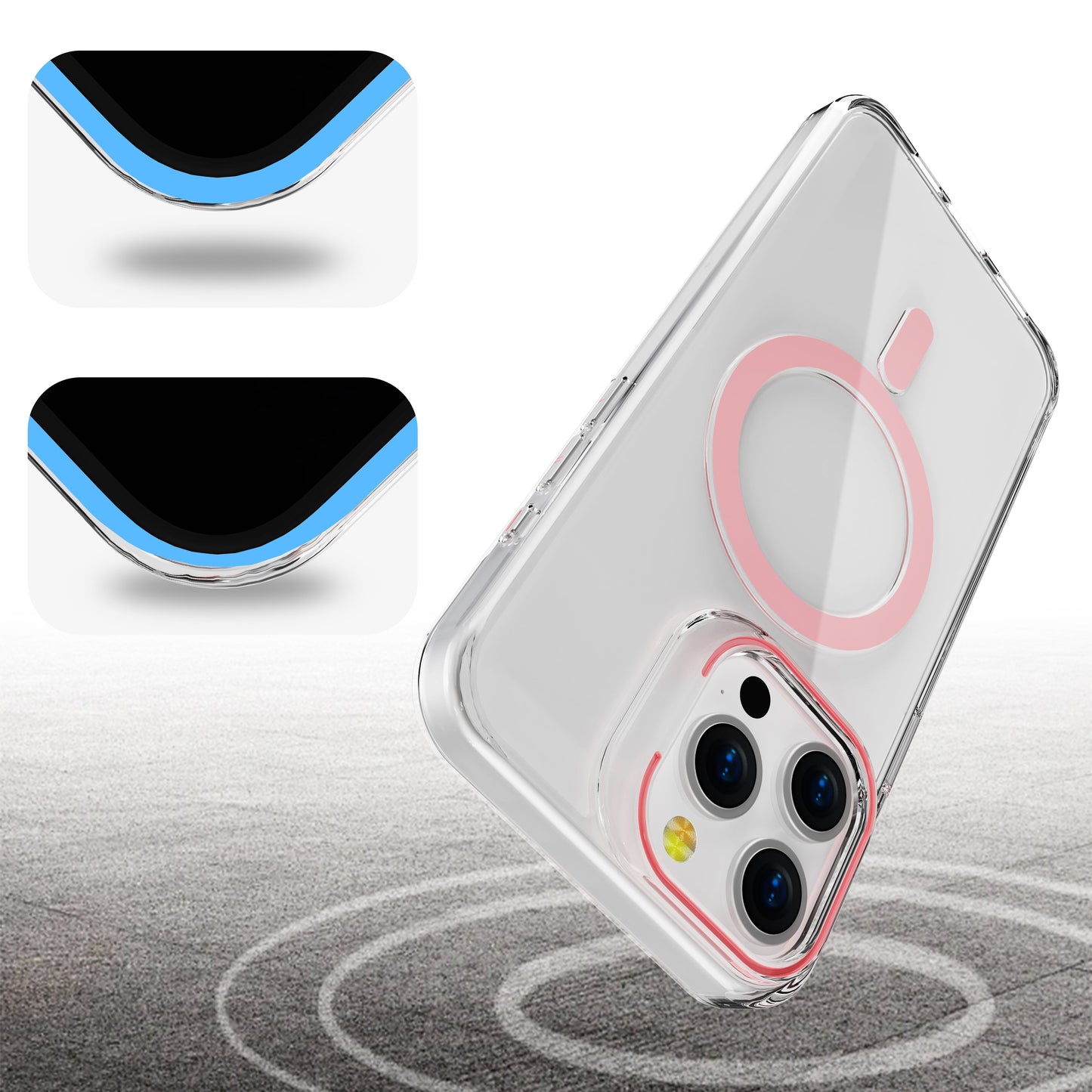 Pink Pure Clear Magnetic Case in Package for iPhone 16 Pro