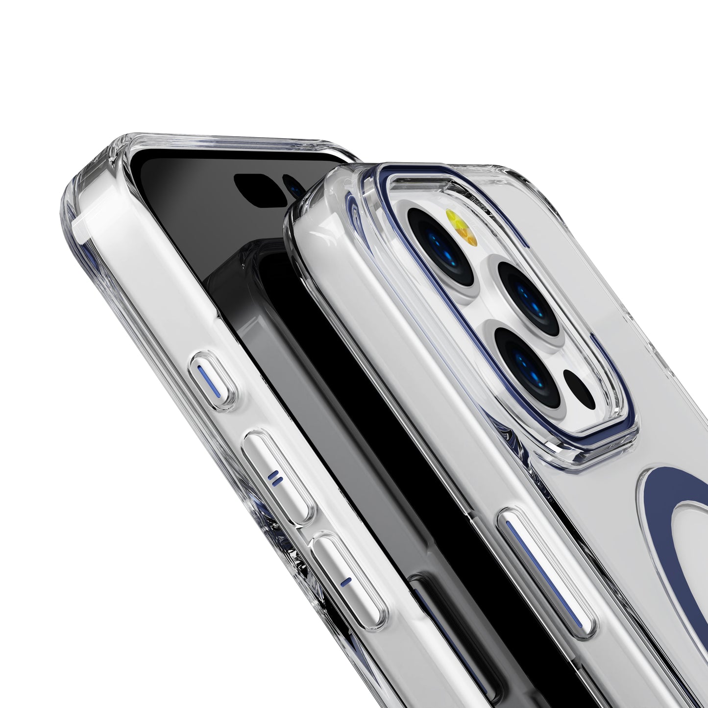 Navy Blue Pure Clear Magnetic Case in Package for iPhone 16