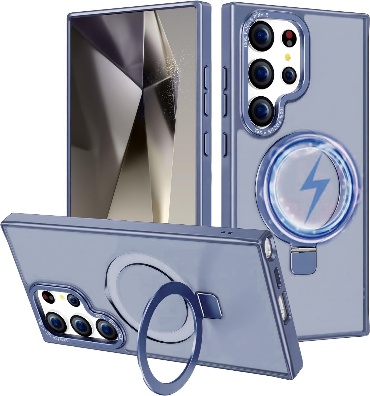 Blue Smoked Kickstand with Magnetic Compatibility with Package for Samsung Galaxy S25 Ultra