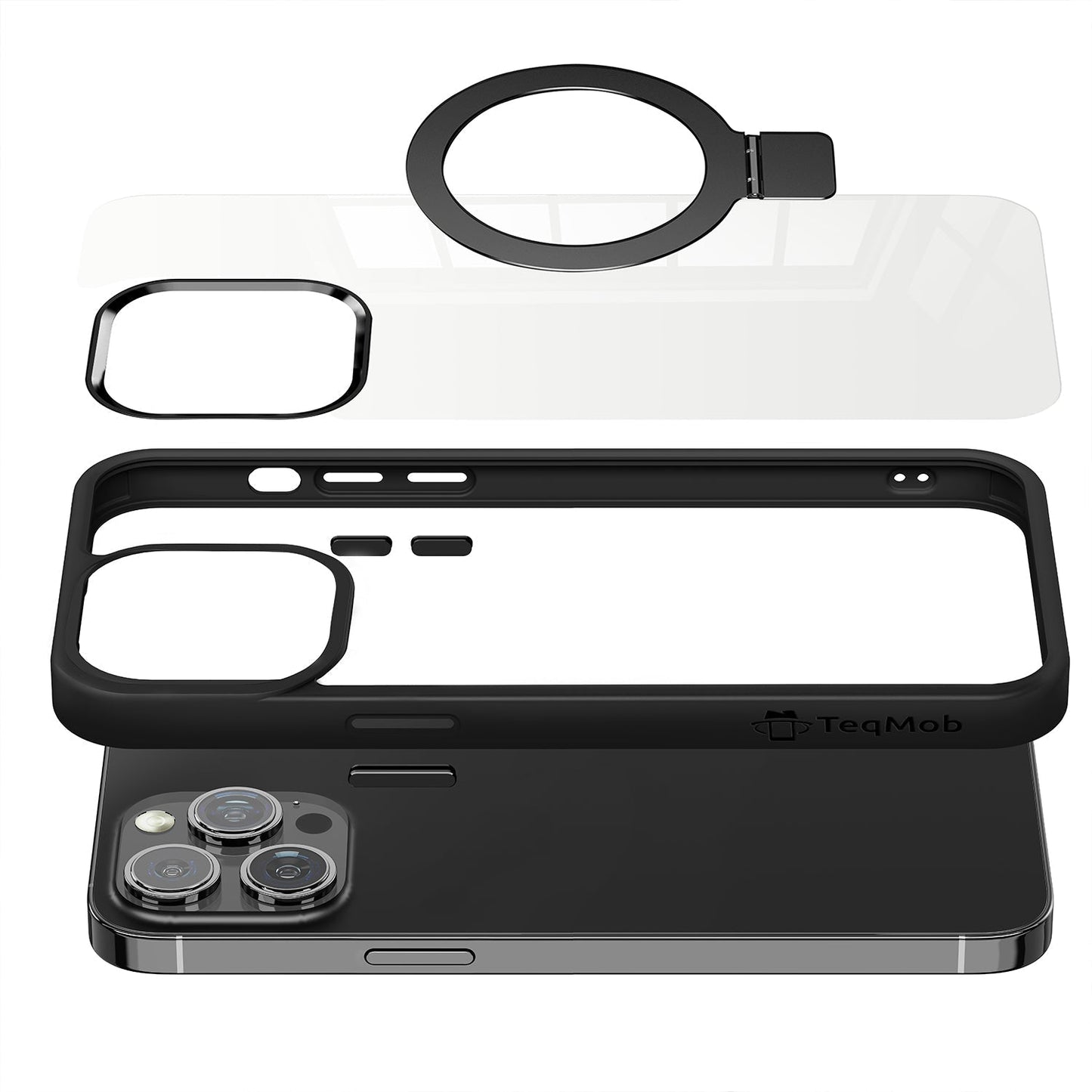 Black Ringkick Frame Case for iPhone 16