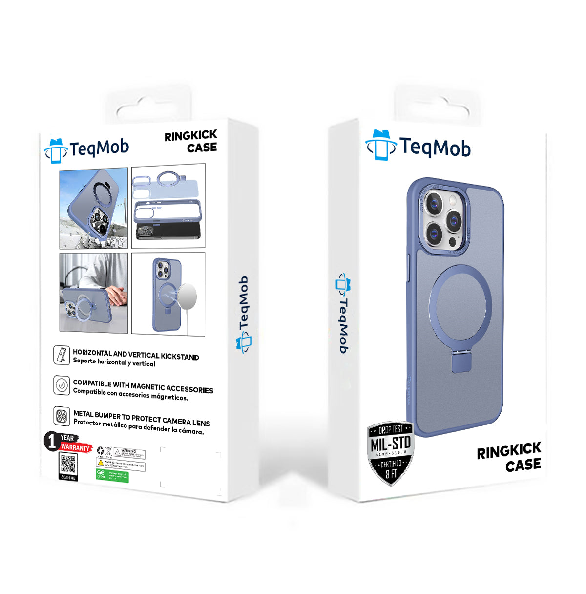 Blue Ringkick Frosted Case for iPhone 14 Pro