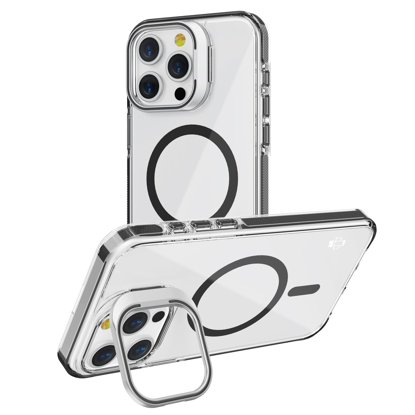 Black Camera Kickstand Case with Magnetic Compatibility for iPhone 15 Pro Max