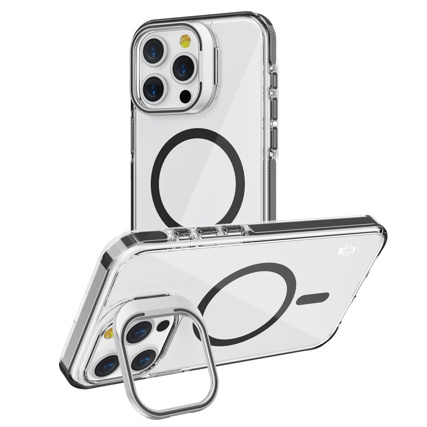 Black Camera Kickstand Case with Magnetic Compatibility for iPhone 16