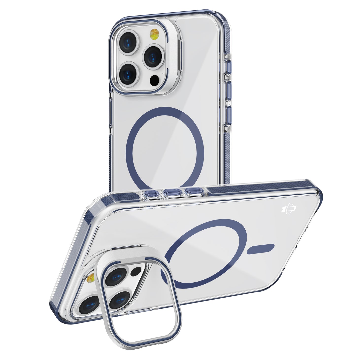 Blue Camera Kickstand Case with Magnetic Compatibility for iPhone 15 6.1