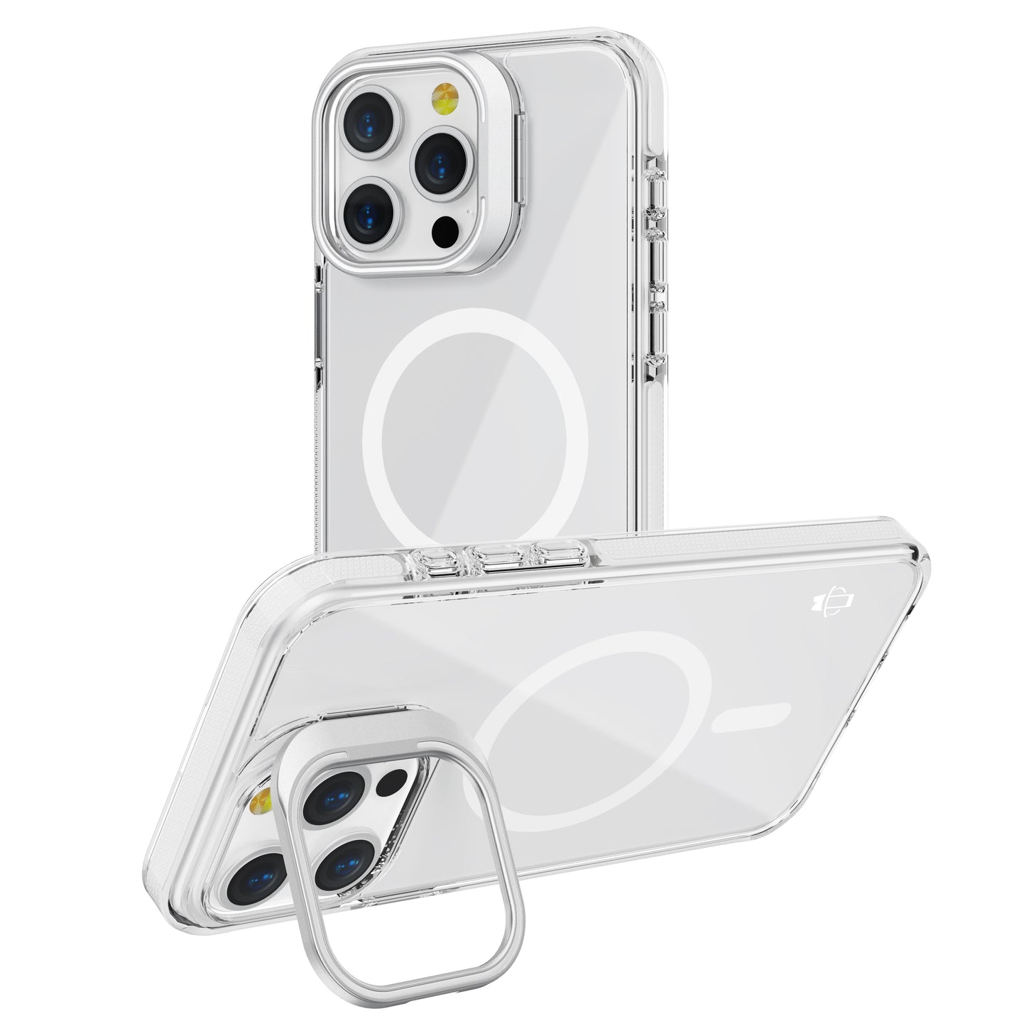 White Camera Kickstand Case with Magnetic Compatibility for iPhone 14 Pro