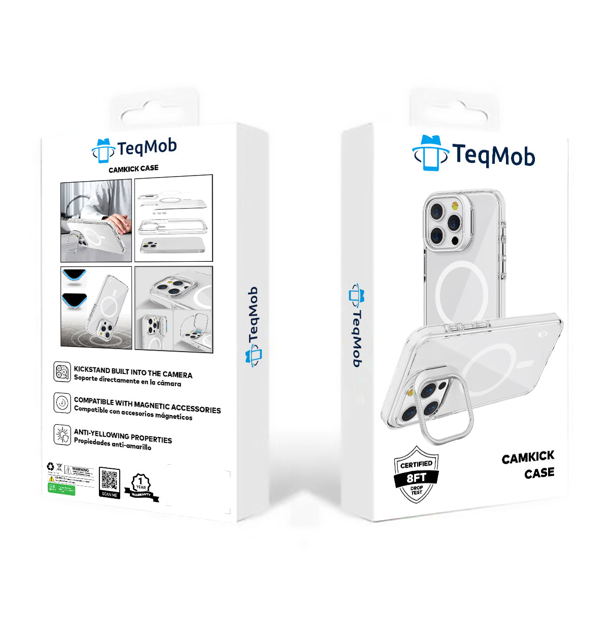 White Camera Kickstand Case with Magnetic Compatibility for iPhone 16 Pro Max