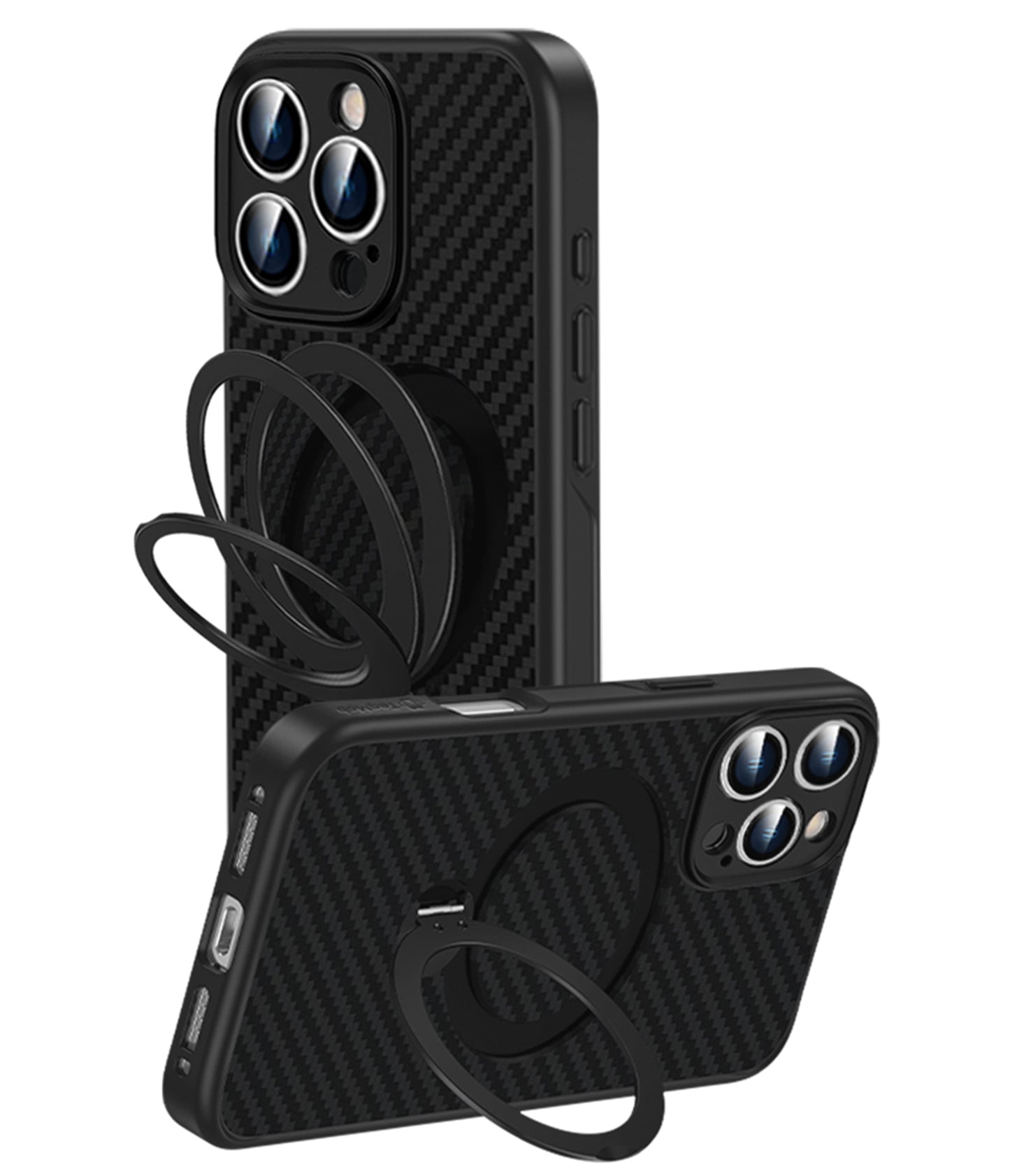 360 RINGKICK Carbon Fiber Case in Package for iPhone 16 Plus 6.7