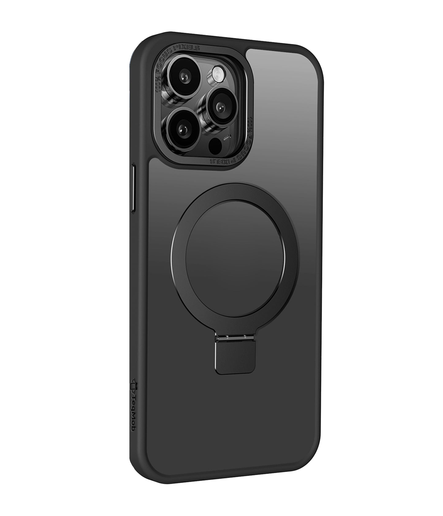 Black Ringkick Frosted Case for iPhone 15 Pro Max