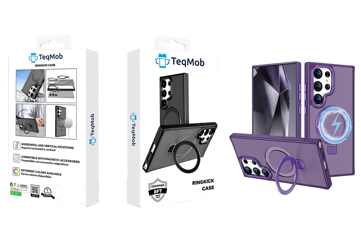 Purple Smoked Kickstand with Magnetic Compatibility with Package for Samsung Galaxy S24 Plus
