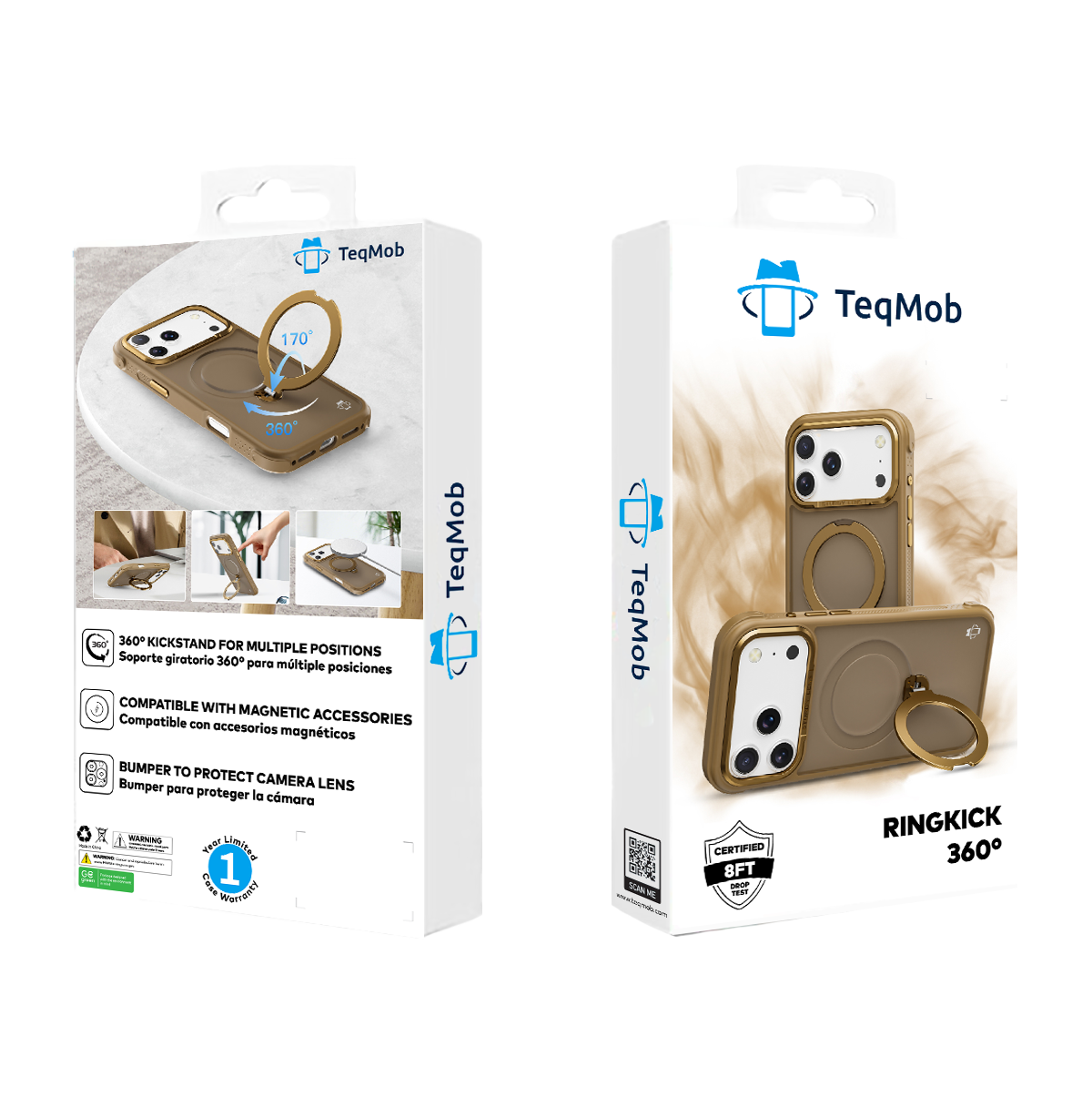 Beige Frosted Bumper with 360° Magnetic Kickstand for iPhone 17 Pro