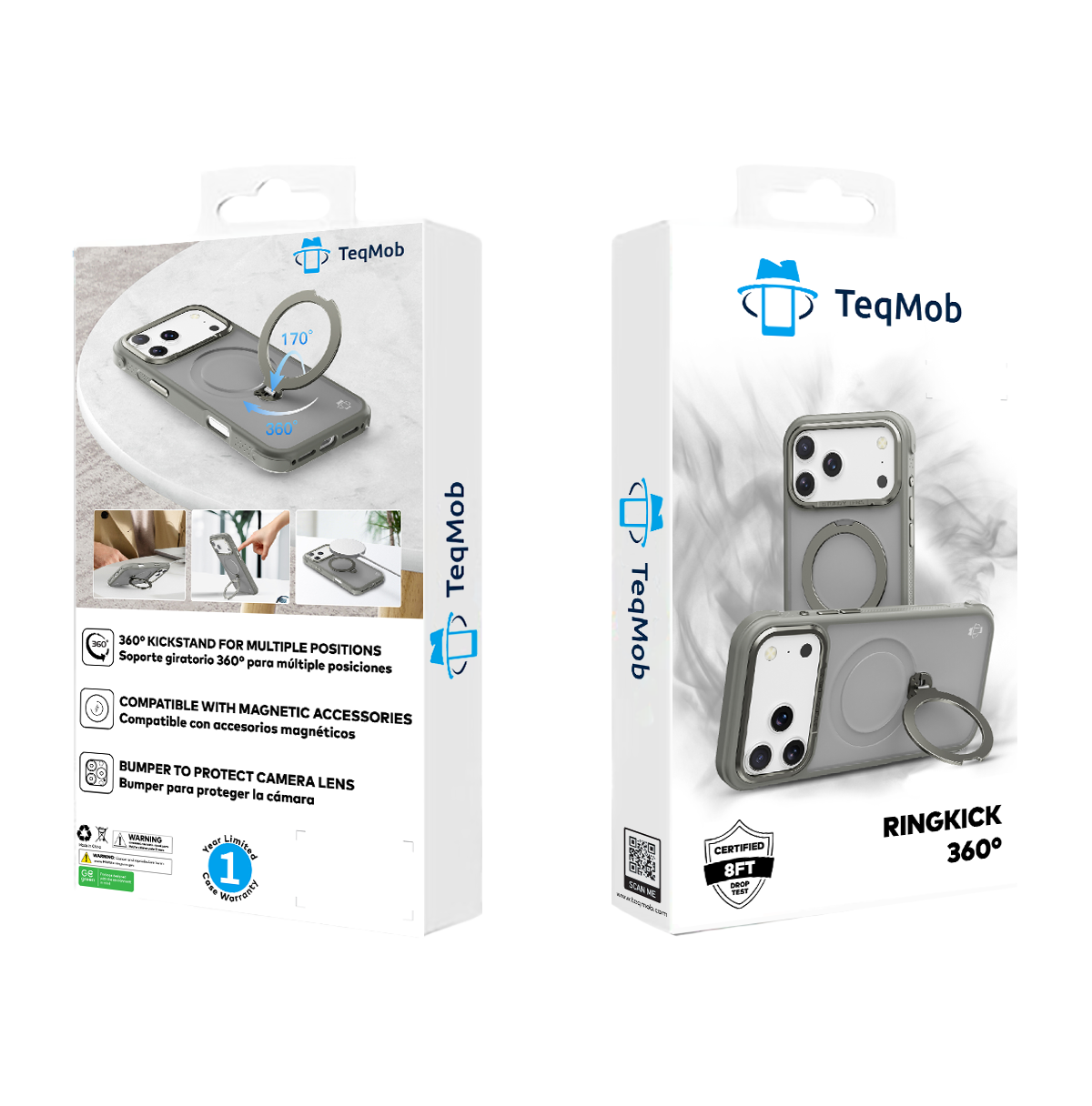 Grey Frosted Bumper with 360° Magnetic Kickstand for iPhone 17 Pro Max
