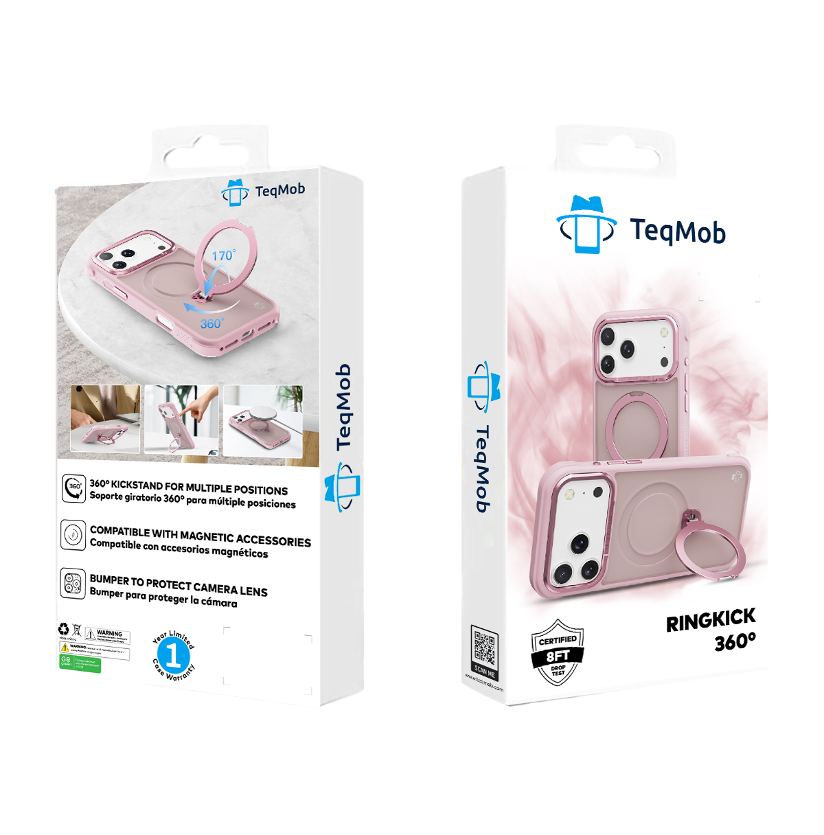 Pink Frosted Bumper with 360° Magnetic Kickstand for iPhone 17 Air