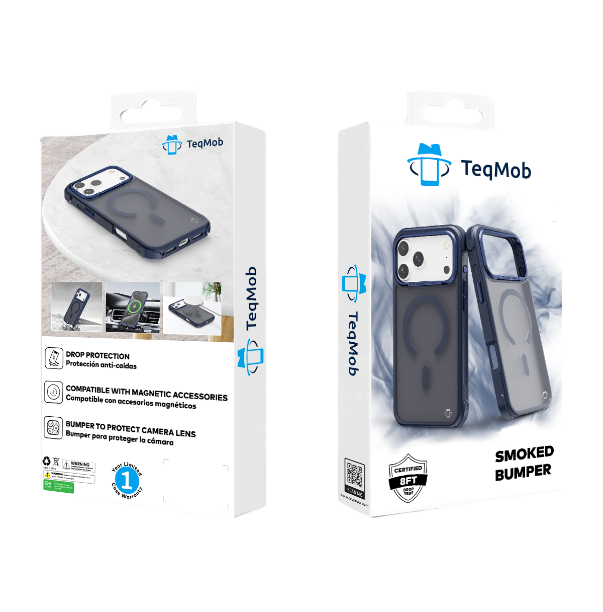 Navy Blue Smoked Bumper with Magnetic Compatibility for iPhone 17 Pro Max