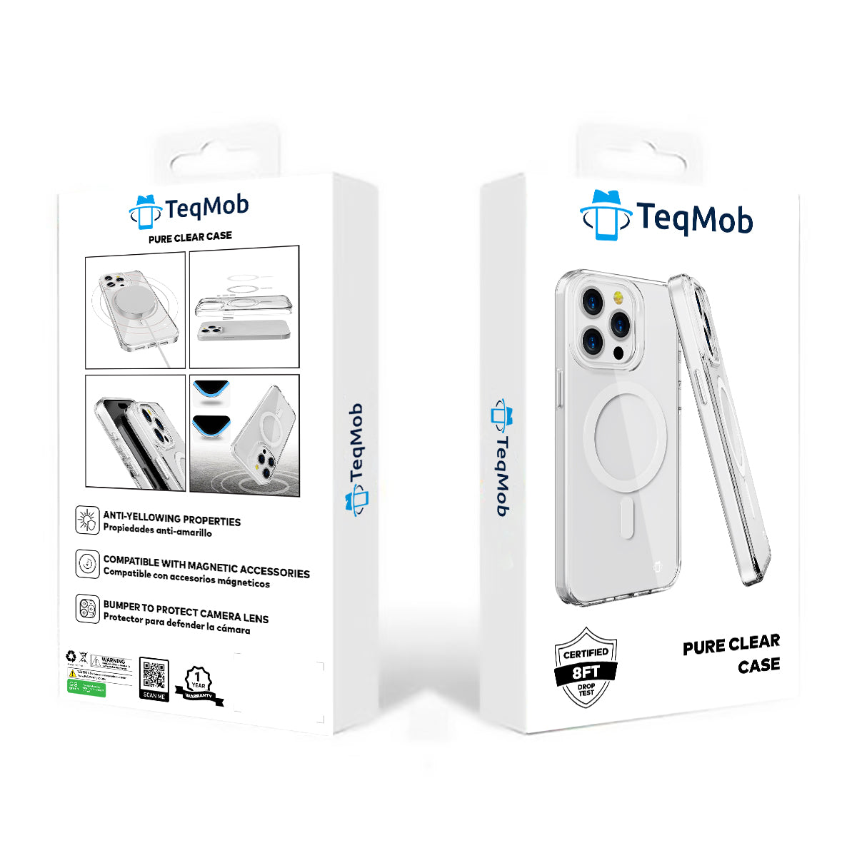 White Pure Clear Magnetic Case in Package for iPhone 14 Pro Max