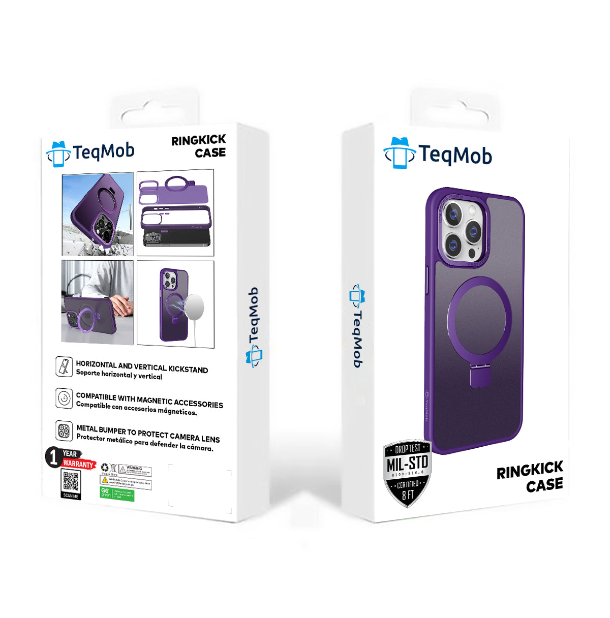 Purple Ringkick Frosted Case for iPhone 15 Pro