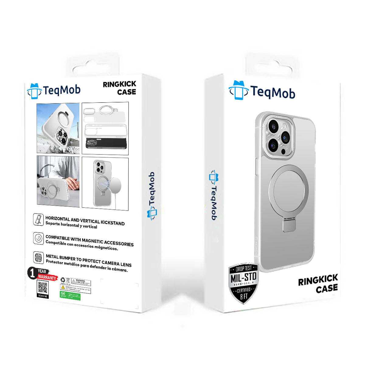 White Ringkick Frosted Case for iPhone 16 Pro