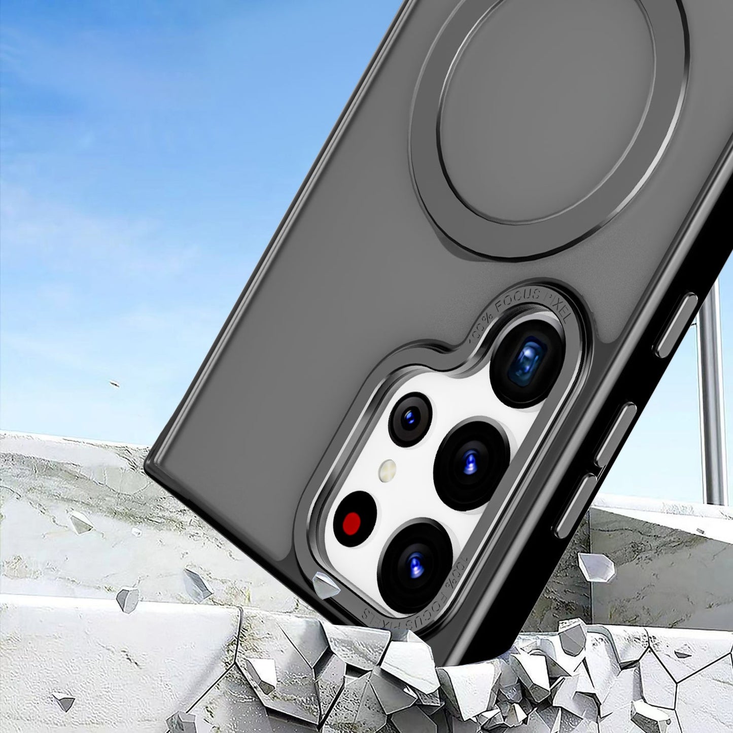 Black Smoked Kickstand with Magnetic Compatibility with Package for Samsung Galaxy S25 Plus