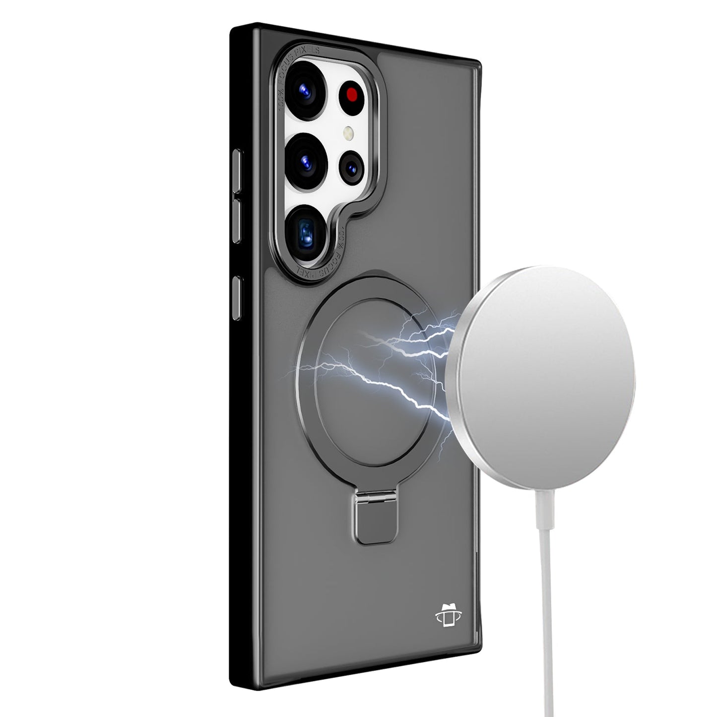 Black Smoked Kickstand with Magnetic Compatibility with Package for Samsung Galaxy S25 Ultra