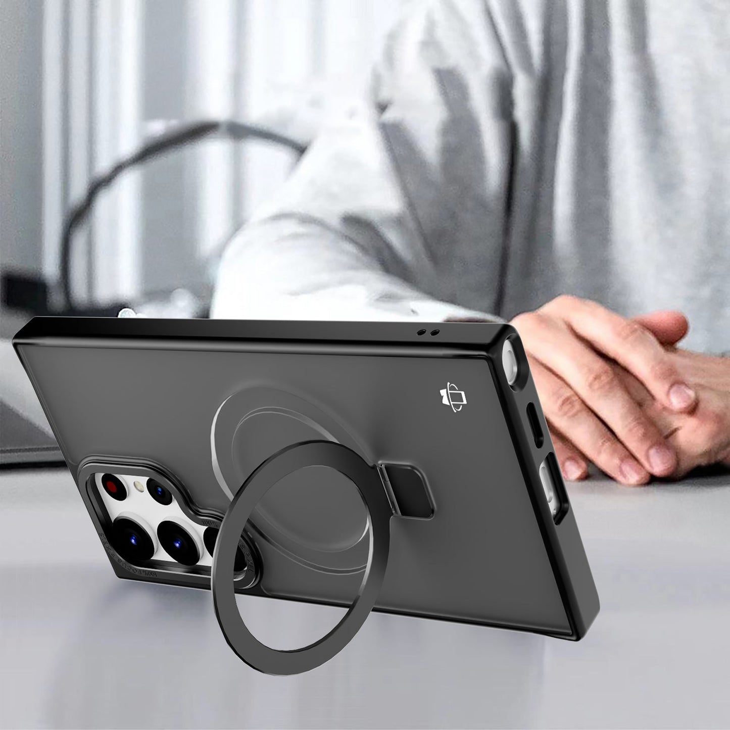 Black Smoked Kickstand with Magnetic Compatibility with Package for Samsung Galaxy S25 Ultra