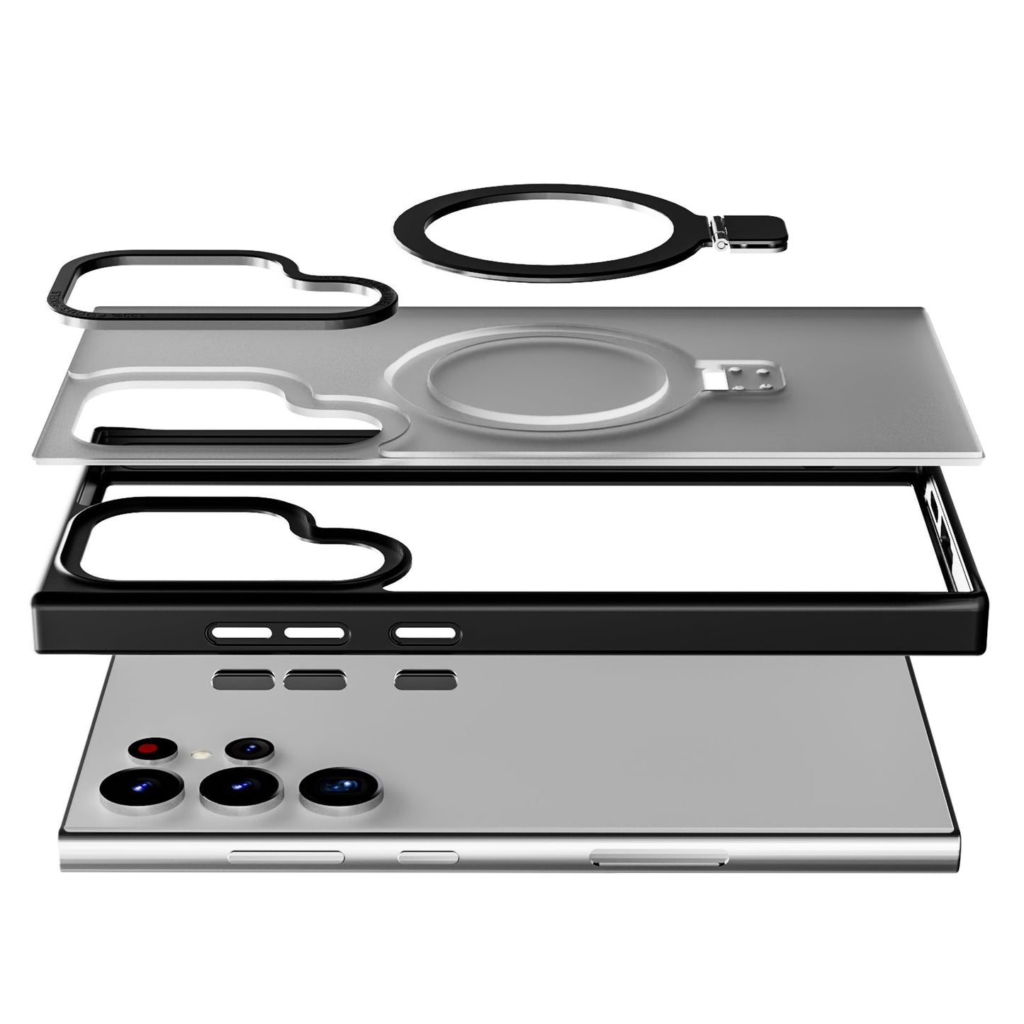 Black Smoked Kickstand with Magnetic Compatibility with Package for Samsung Galaxy S25 Ultra
