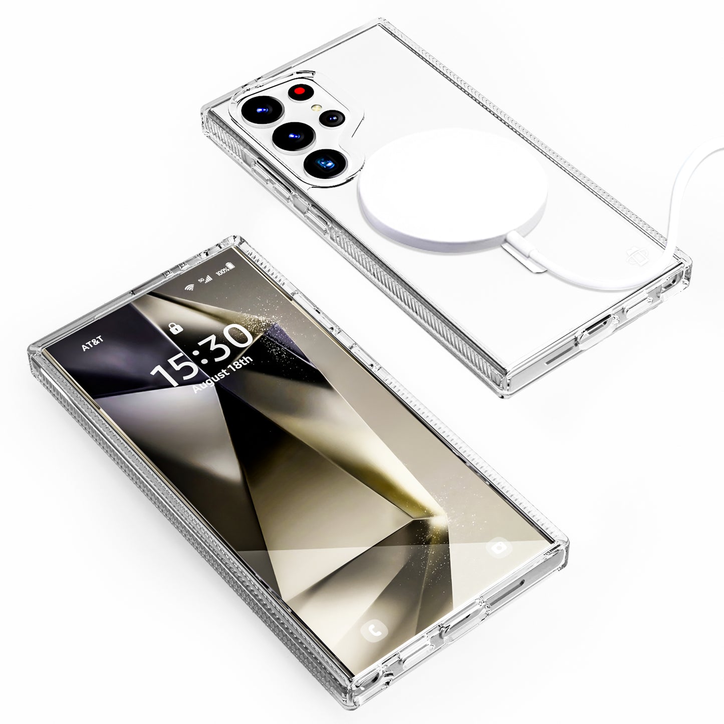 Clear Case with Magnetic Compatibility for Samsung Galaxy S24 with package