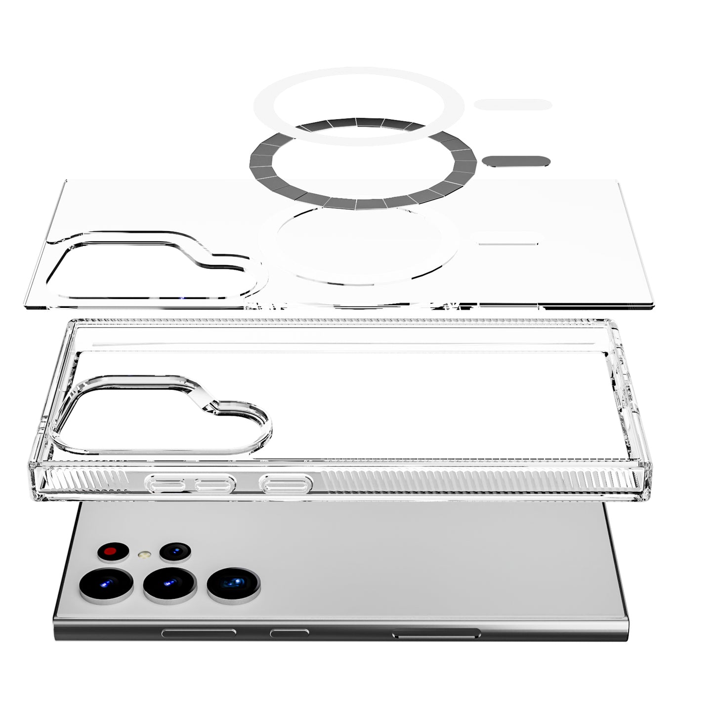 Clear Case with Magnetic Compatibility for Samsung Galaxy S24 with package