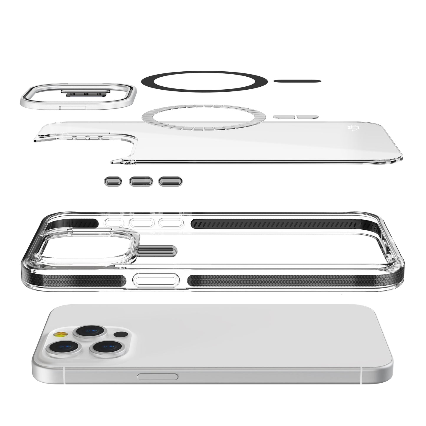 Black Camera Kickstand Case with Magnetic Compatibility for iPhone 16