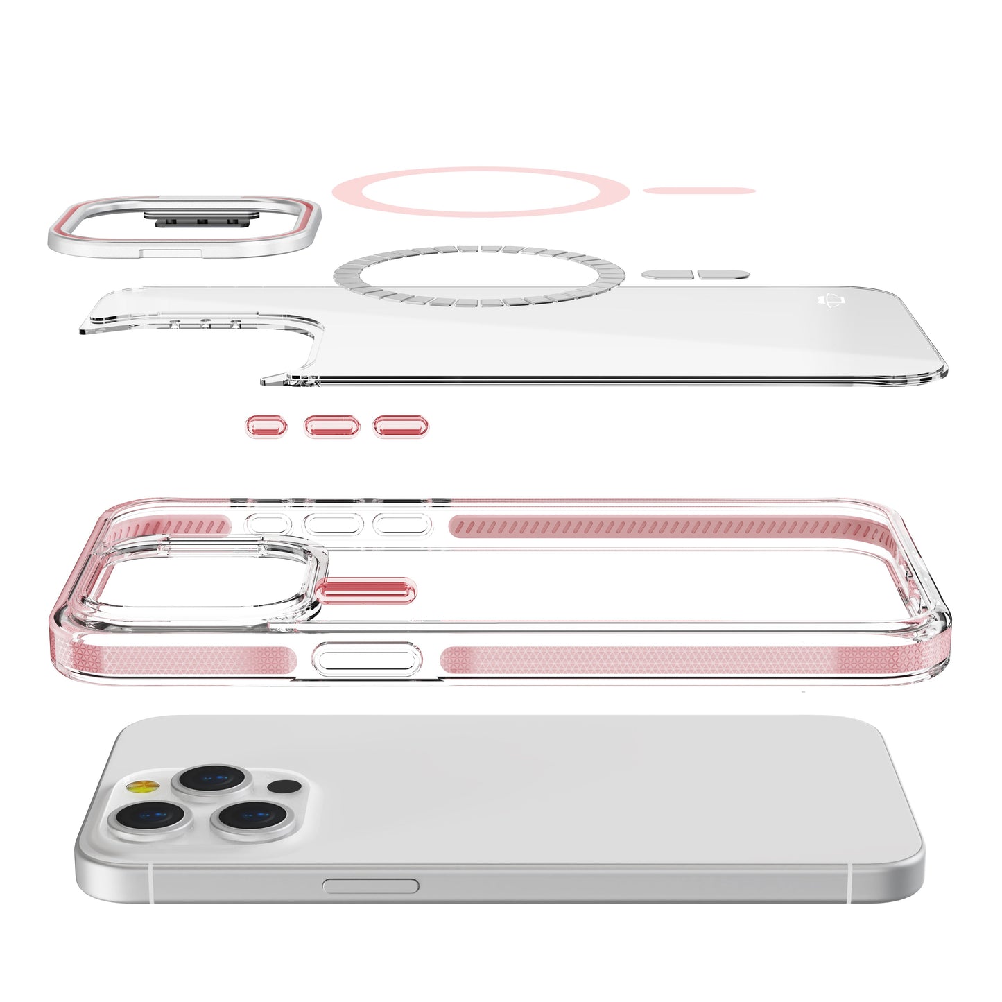 Pink Camera Kickstand Case with Magnetic Compatibility for iPhone 16 Pro Max
